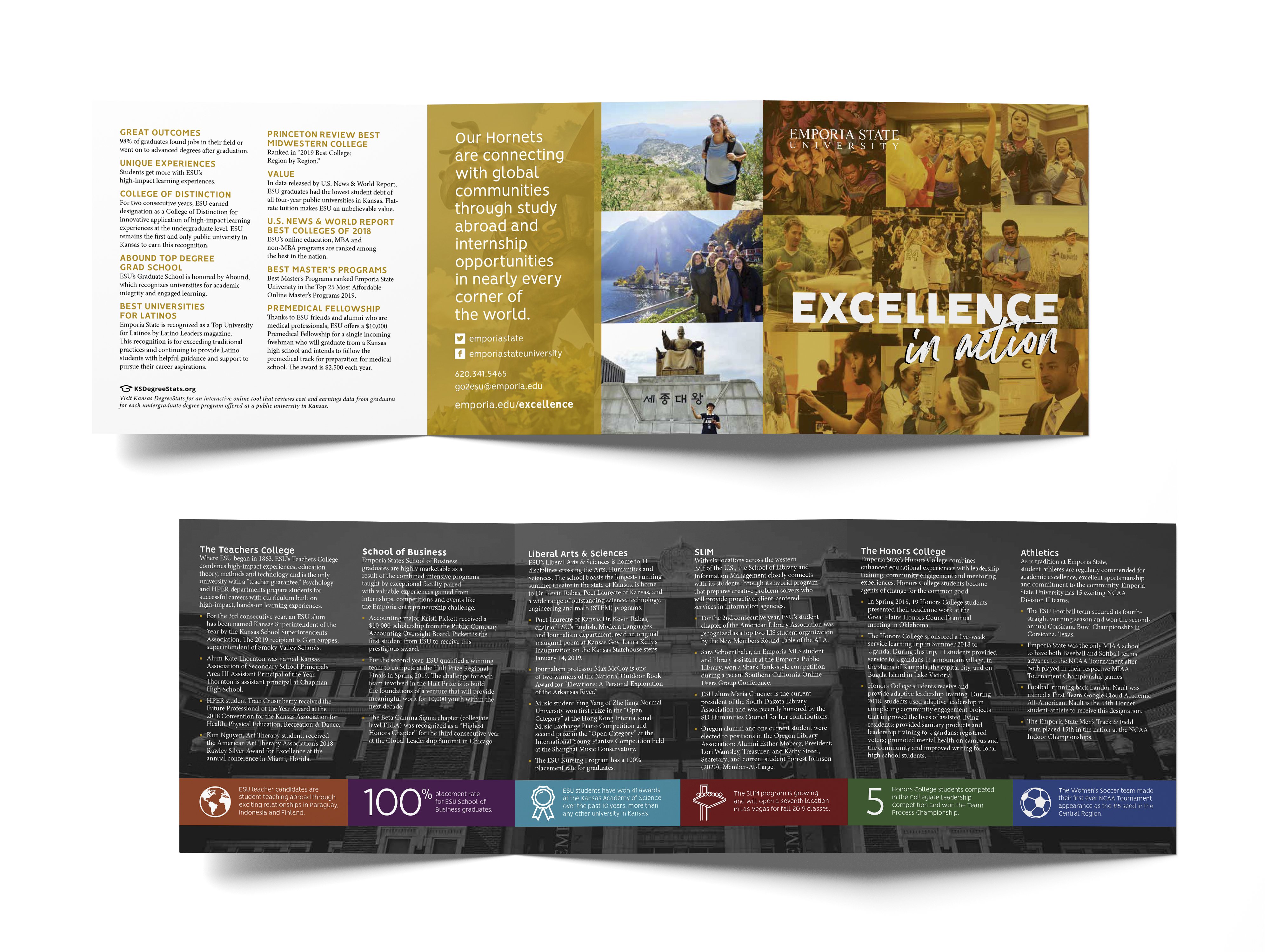 Examples of marketing materials printed by University Copy Center