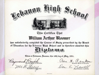 William Arthur Bloomer’s high school diploma from Lebanon .gif