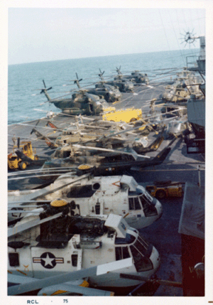 group of military plans assigned to the USS Midway off the coast of Vietnam in 1975.gif