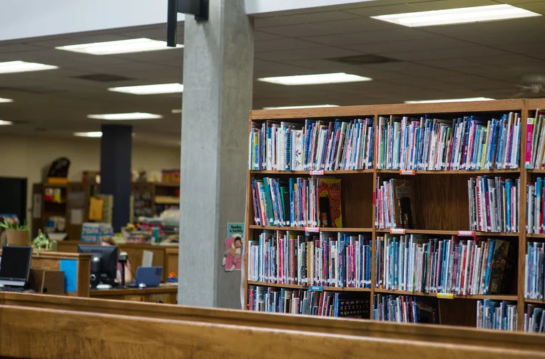 Books on shelves