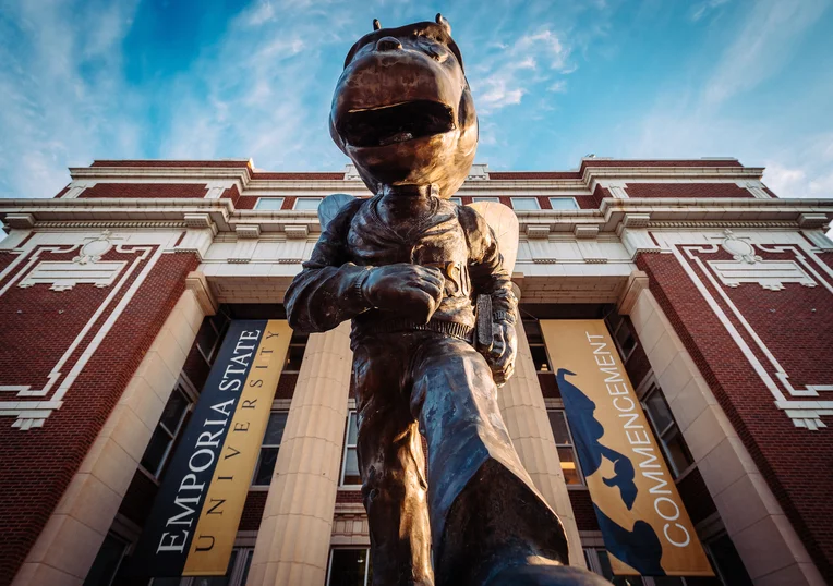 Corky Statue in front of Plumb Hall