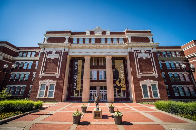 Front exterior of Emporia State's Plumb Hall