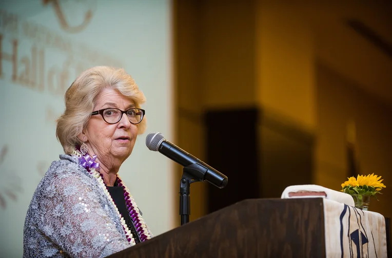 Carol Strickland, National Teacher Hall of Fame Director, speaks during induction ceremonies