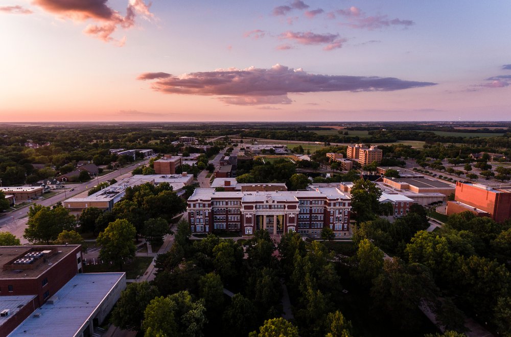 Campus Aerial at Sunset