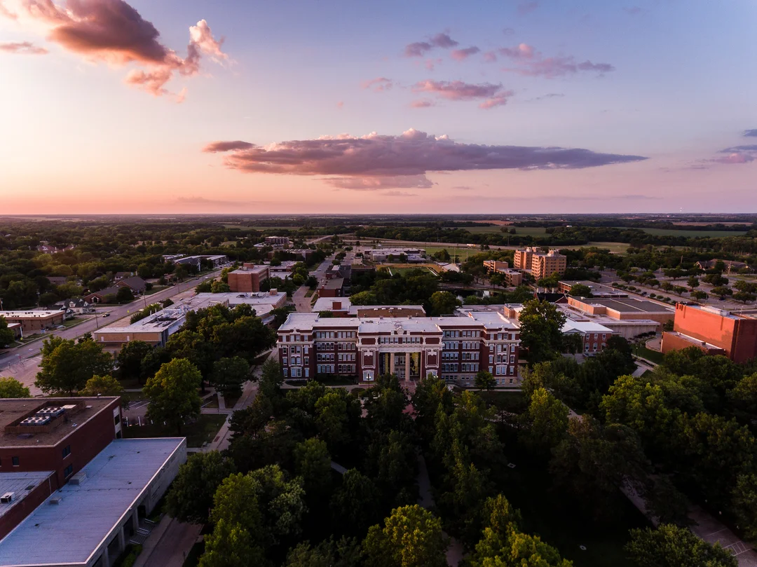 Campus Aerial at Sunset