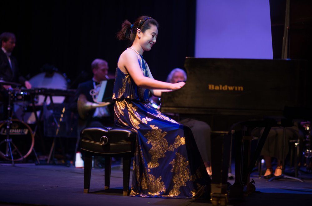 Piano student performing