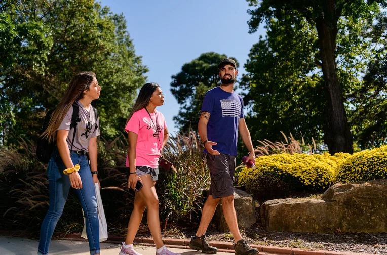 Students walking on campus