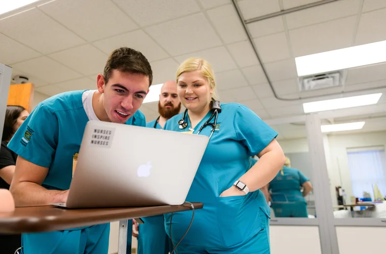 Nursing students studying