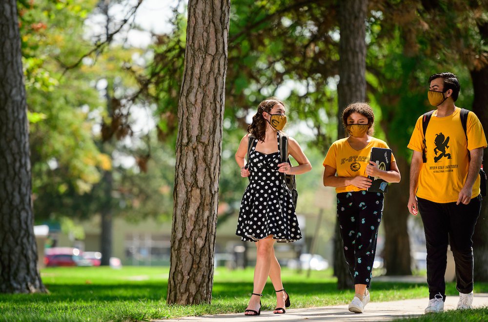 Students Walking with Masks