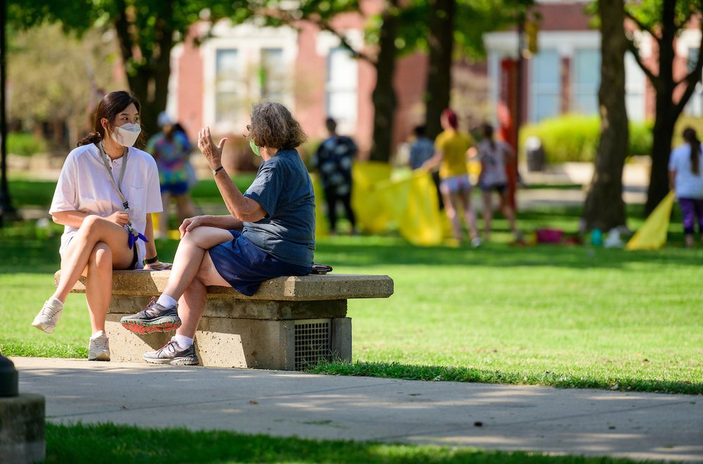 People on Benches Masks