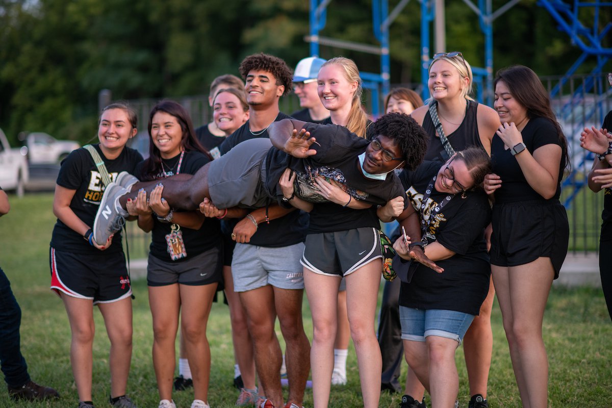 Students celebrating during Welcome Week
