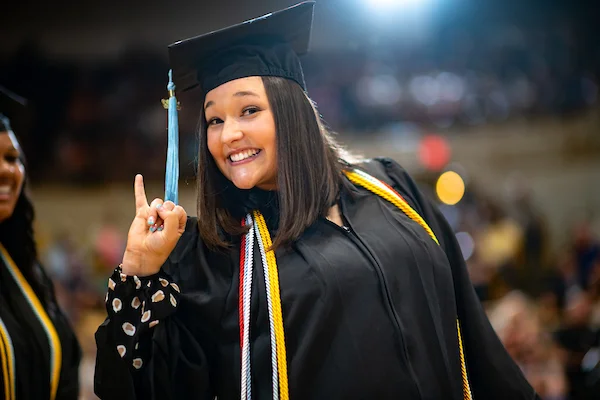 Emporia State University student at graduation