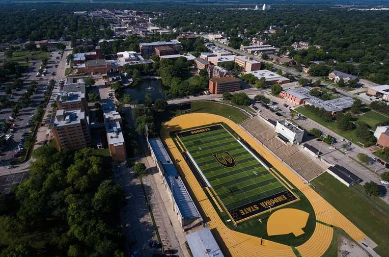 Aerial of Emporia State's Welch Stadium