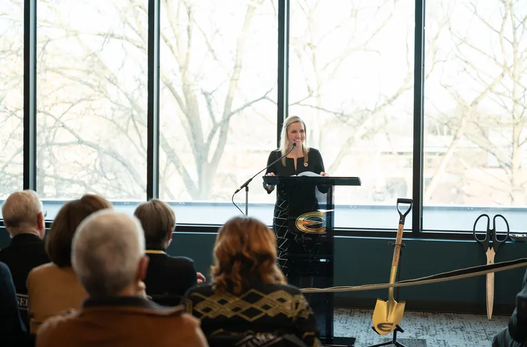 Taylor Kriley "TK" at Nursing and Student Wellness Center ribbon cutting