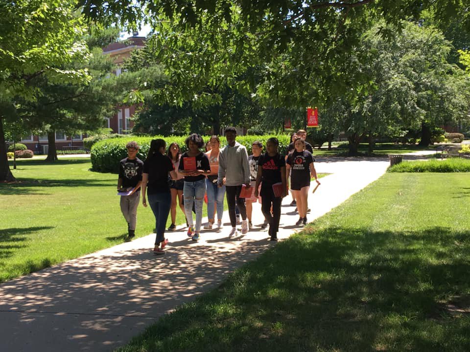 Students walking on the campus of Emporia State University