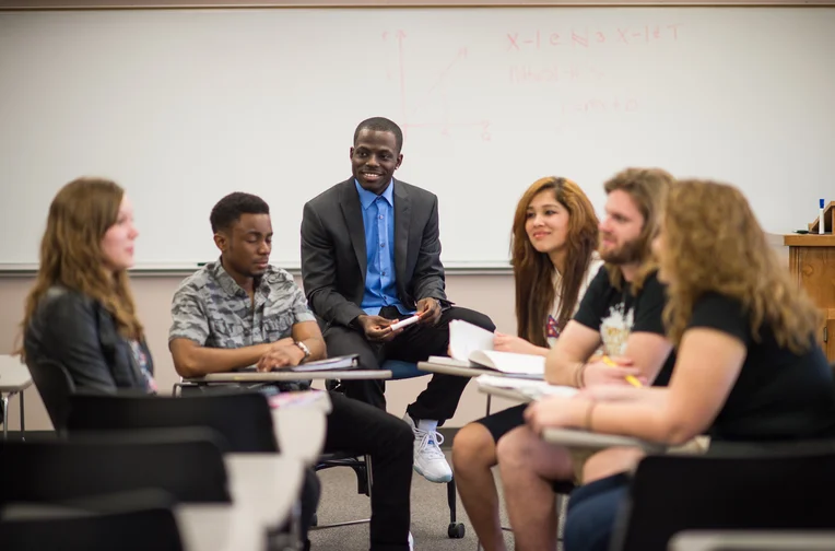 Emporia State students having discussion