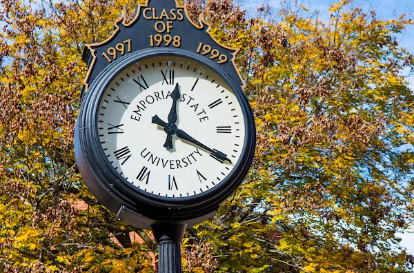 Clock tower in Emporia State's Union Square