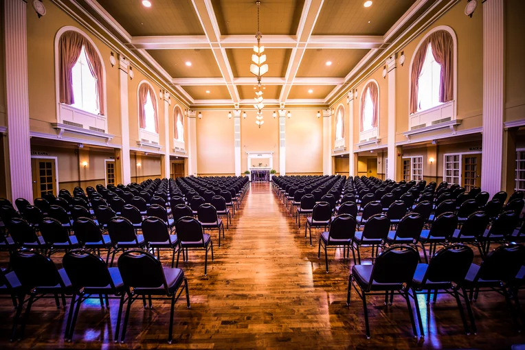 Memorial Union ballroom set up with chairs