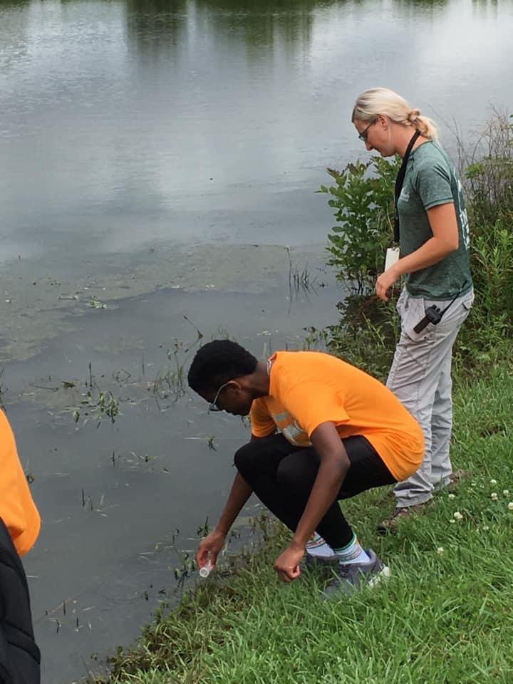 Science Students Testing Lake Water