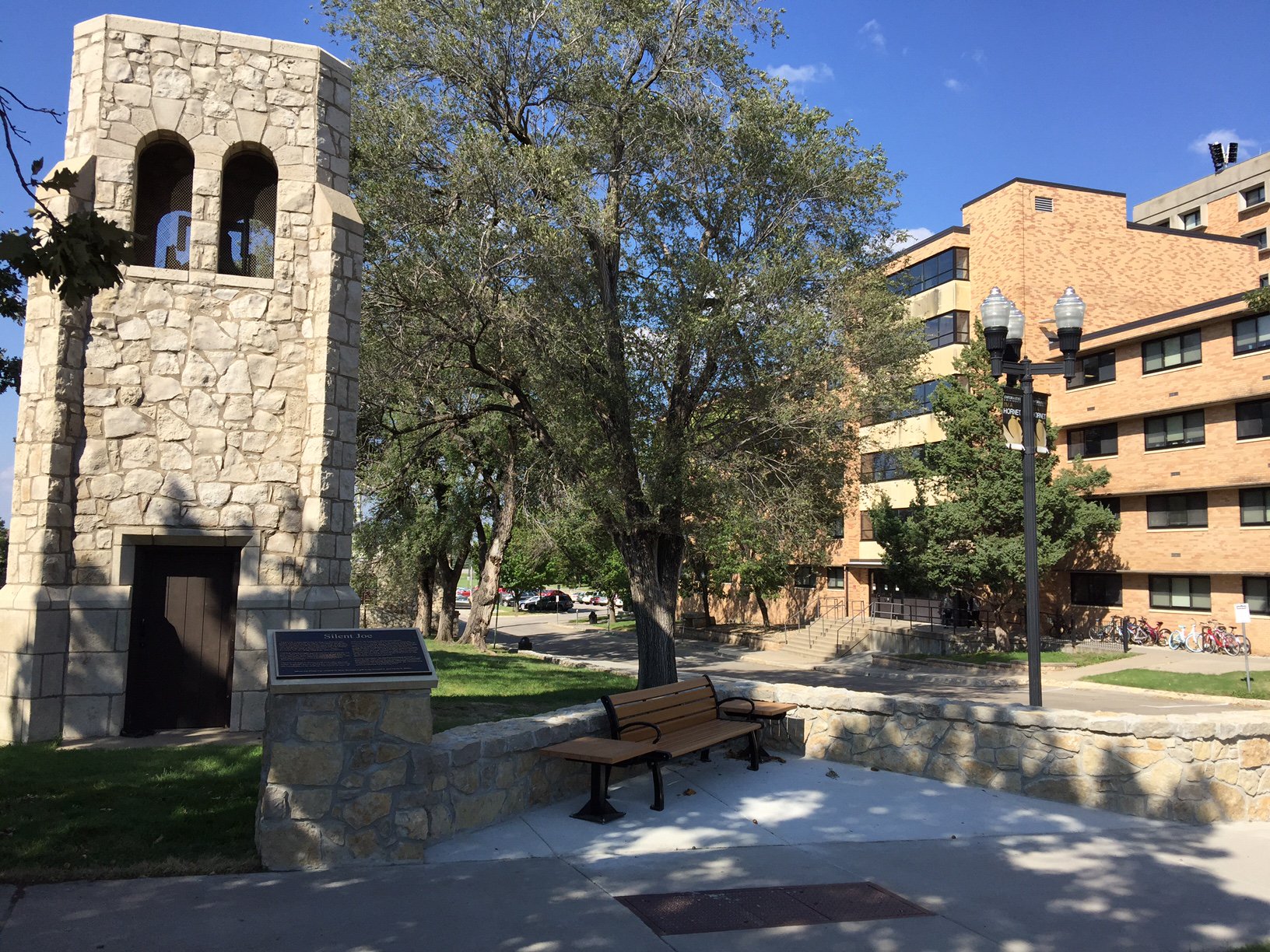 Photo of ESU's bell tower, Silent Joe