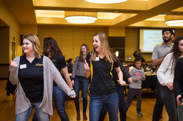 Students dancing in Memorial Union's Webb Hall