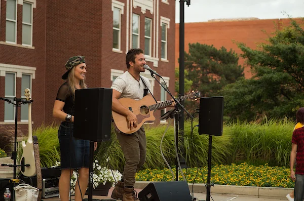 Performers on Plumb Hall lawn