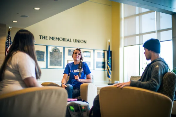 Students talking in Memorial Union