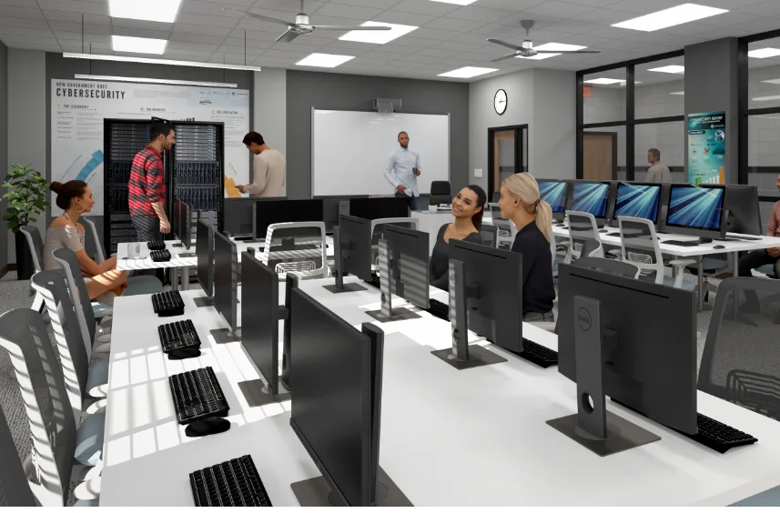 Art rendering of the future ESU Cybersecurity Center, which will be located in the School of Business