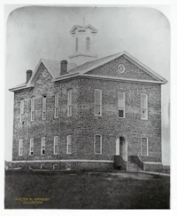 Historical photo of first building on Emporia State's campus