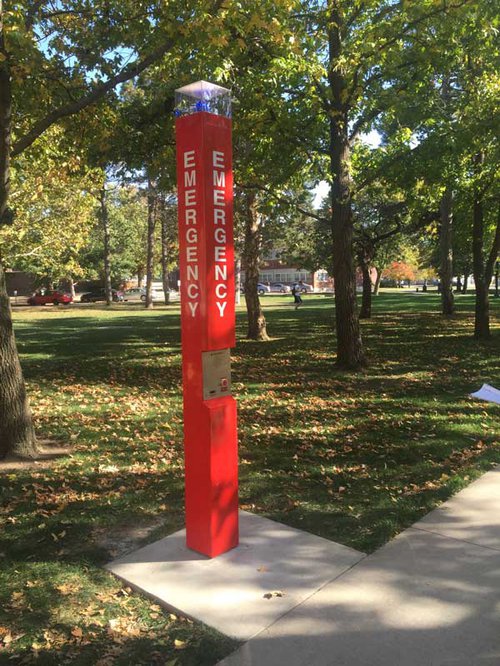 A new emergency telephone has been installed in front of Plumb Hall.