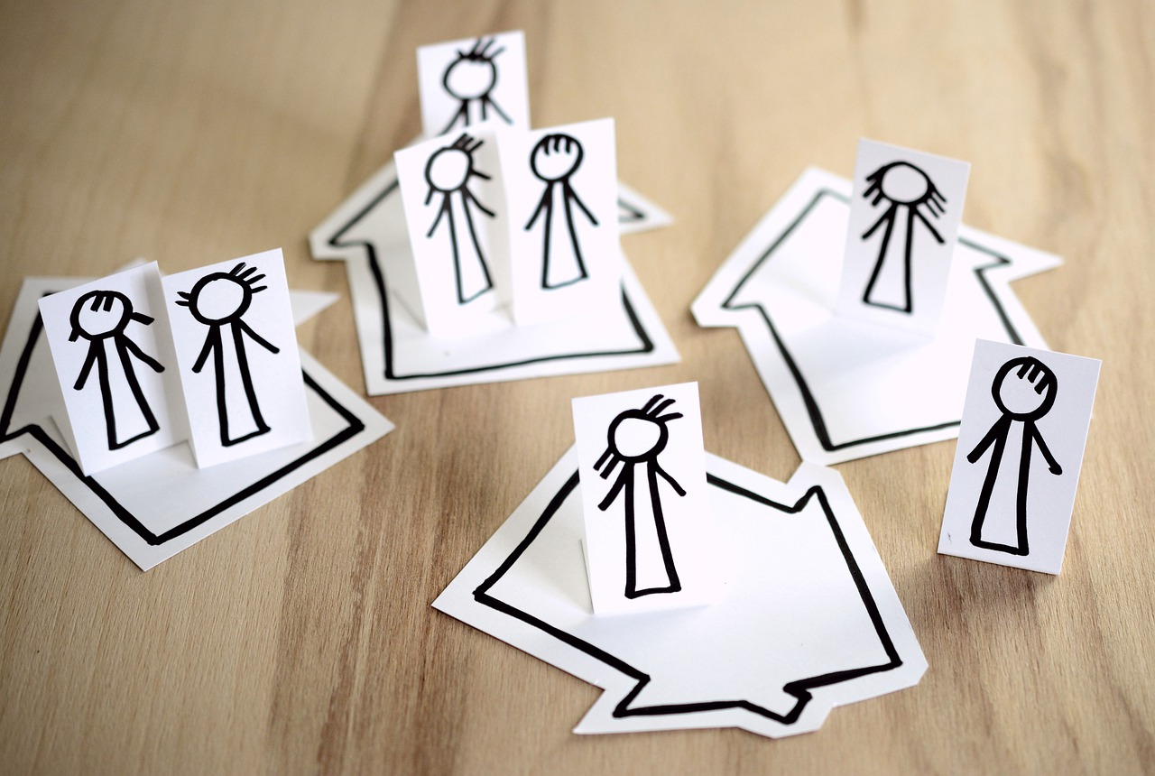 People and house cutouts
