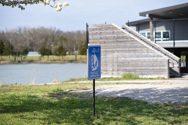 Sign next to The Prophet Aquatic Research & Outreach Center on Emporia State University's campus