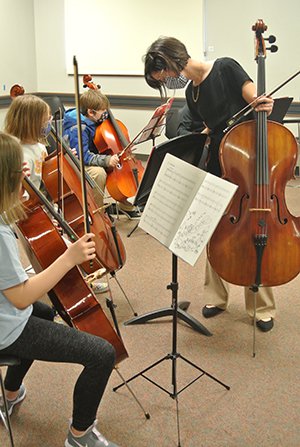 Students practicing during Emporia State's String Camp