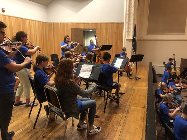 Students practicing strings during Emporia State's String Camp