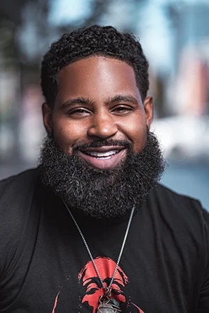 Portrait of black man with full beard